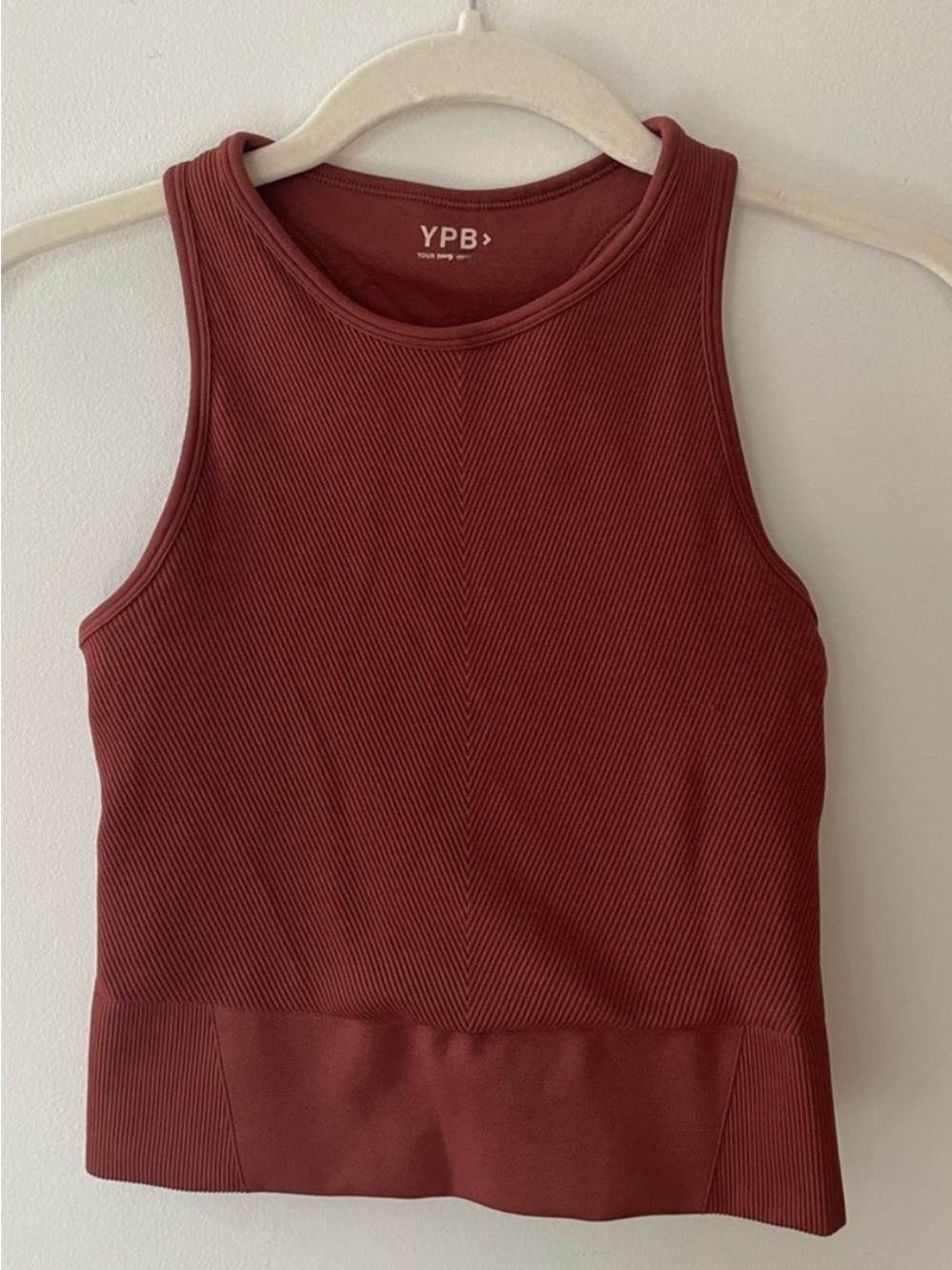 NWT Abercrombie YBP Rust Cropped Tank Ribbed Longline Bra Sports Bra - Medium